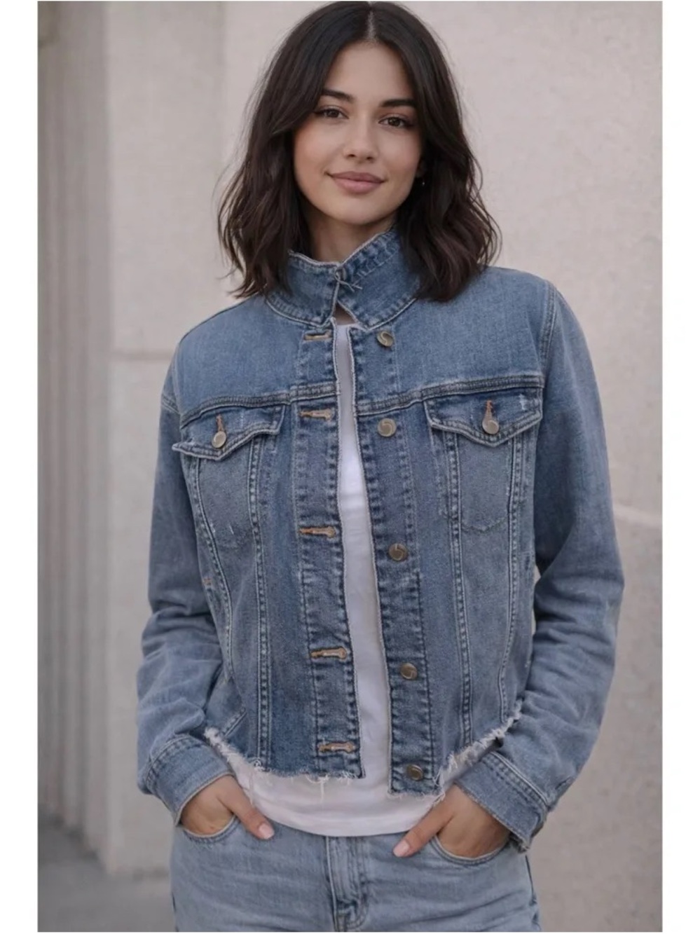 Taylor-Hill by Joe’s Jeans Distressed Cropped Denim Jacket Sz Small